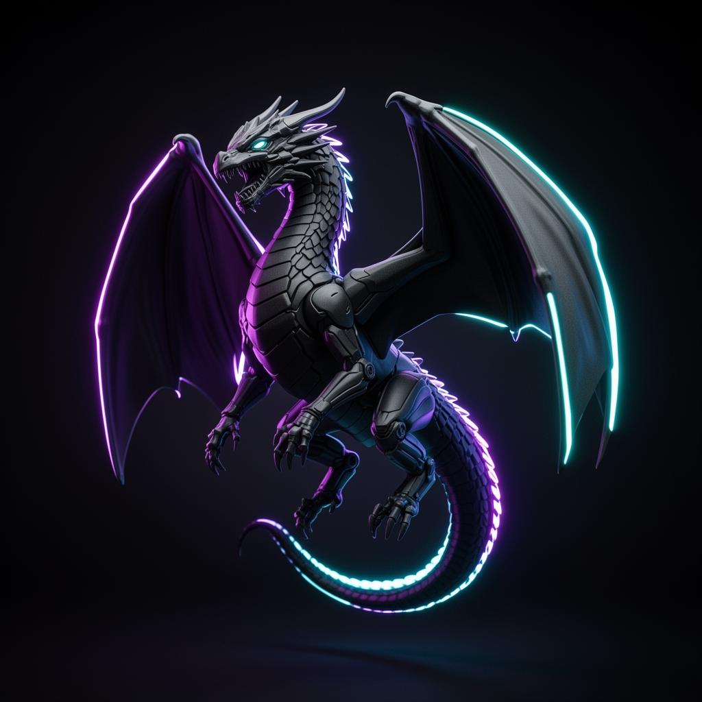 Dragão articulado 3D KYRO3D com iluminação neon
